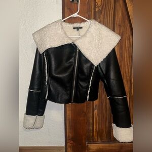 Women's Black and White Shearling Jacket
